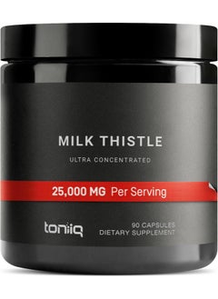 Toniiq Toniiq 25,000mg 50x Concentrated Milk Thistle Extract - Milk Thistle 500mg Per Serving - 80% Silymarin - Bioavailable Silymarin Milk Thistle Supplement Capsules - 90 Vegetarian Caps  - Image 1