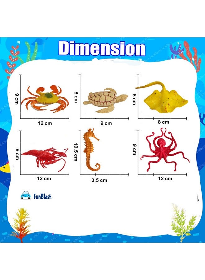 FunBlast Realistic Aquatic Animal Toy - 6 Pcs Under Sea World Sea Animal Toys for Kids, Marine Animals Toys, Ocean Creature Toys, Sea Animal Toy Figure for 3+ Years Old Kids, Boys Girls (6 Pcs) - Image 2