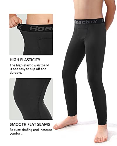 Roadbox 2 Pack Boys Compression Pants Leggings Base Layer Underwear Youth Quick Dry Spandex Tights Running Football Blackwhite - Image 4