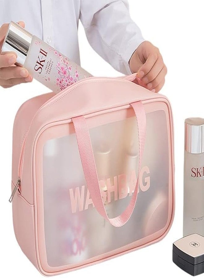 Ranjkri Wash Toiletry Bag,PVC Waterproof Makeup Bag, Travel Toiletry Organizer Bag, Waterproof & Draining Clear Makeup Bag Tote Bag, Large Capacity Clear Cosmetic Bag (Wash Bag Ping) - Image 2