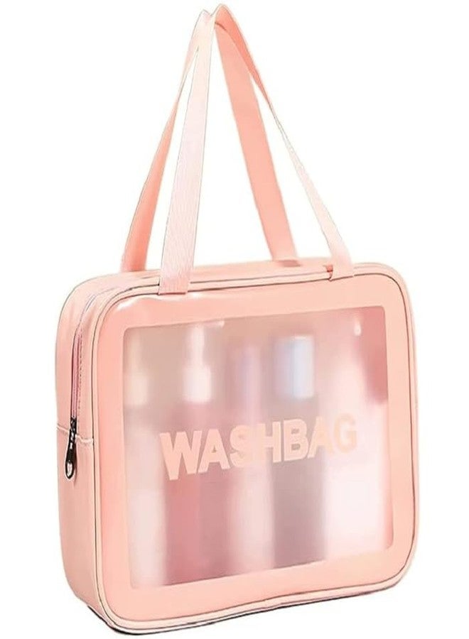 Ranjkri Wash Toiletry Bag,PVC Waterproof Makeup Bag, Travel Toiletry Organizer Bag, Waterproof & Draining Clear Makeup Bag Tote Bag, Large Capacity Clear Cosmetic Bag (Wash Bag Ping) - Image 1