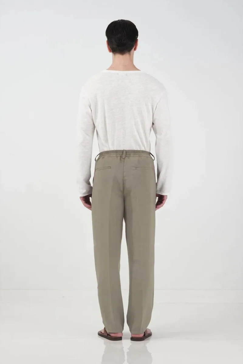 Giesto Khaki Green GIESTO High Waist Pleated Tailored Trousers for Men | Best Price UAE