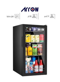 ارو ثلاجة عرض - باب واحد زجاجي - 90 لتر - 3.1 قدم - أسود - RO-110SCK  - Image 1