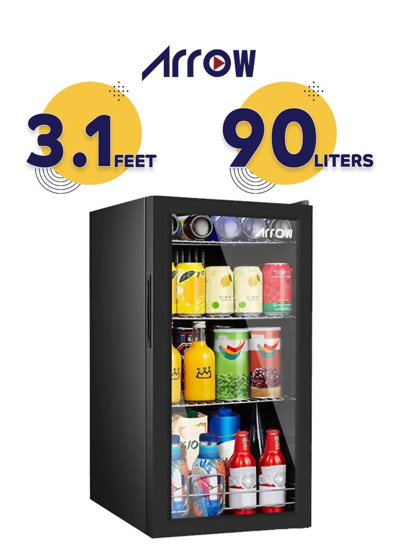 Arrow Display Refrigerator - Single Glass Door - 90 Liters - 3.1 Feet - Black - RO-110SCK  - Image 1