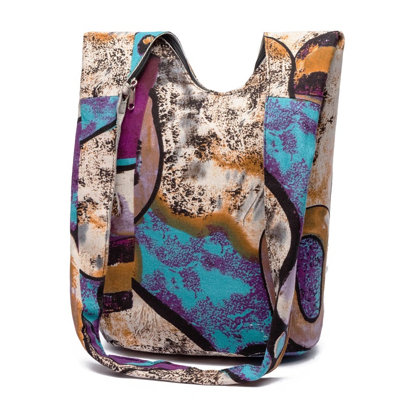 Coton Pose Women Shoulder Handbags Fashion canvas Hippie Crossbody Bags Bohemian Animal Prints Hobo Bags (Purple black) - Image 2