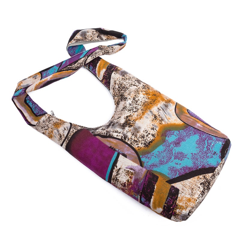 Coton Pose Women Shoulder Handbags Fashion canvas Hippie Crossbody Bags Bohemian Animal Prints Hobo Bags (Purple black) - Image 4