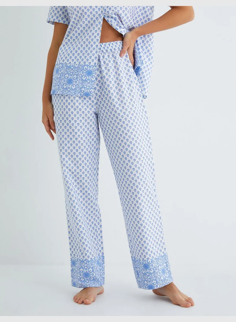 Koton  Elastic Waist Cotton Straight Leg Pyjama Bottom for Women | Best Price UAE