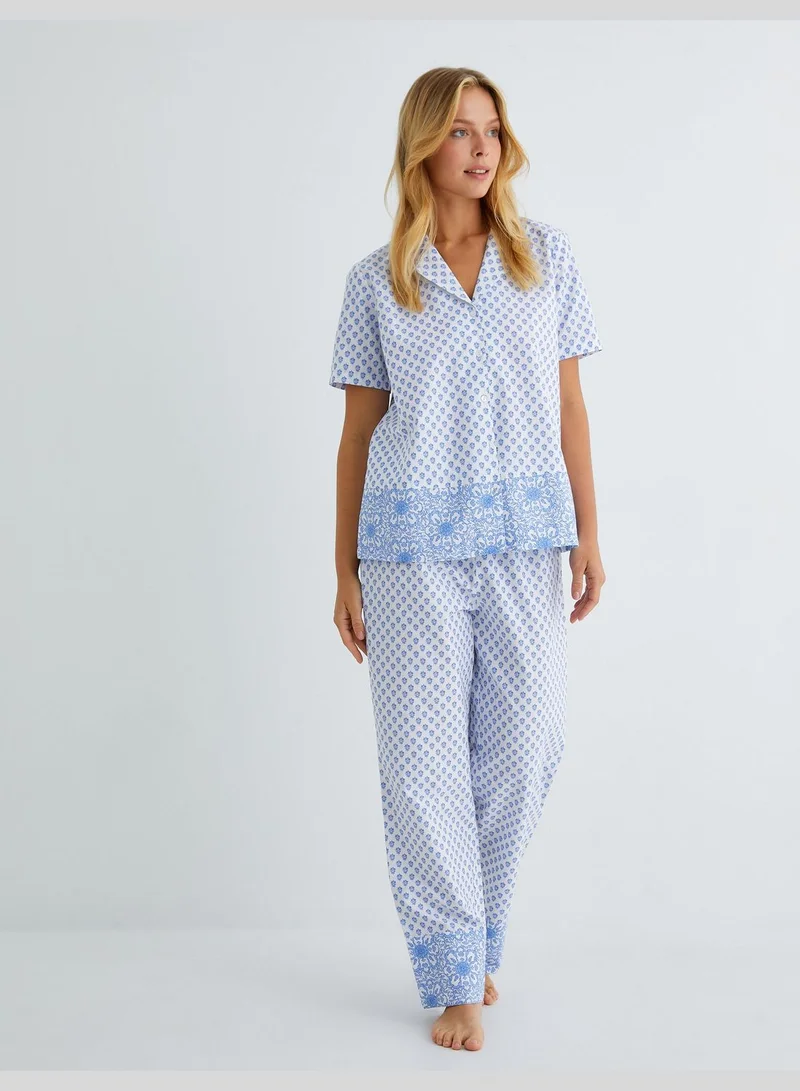 كوتون سروال بيجامة قطني بخصر مطاطي وساق مستقيمة