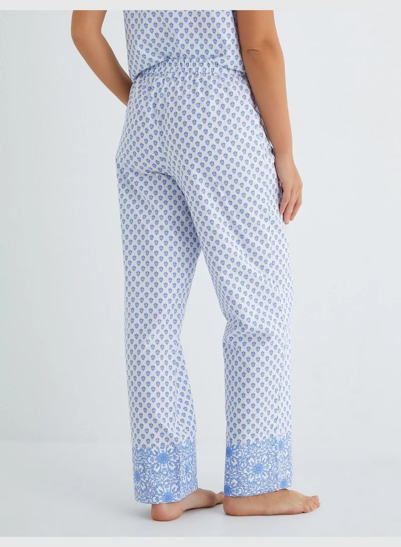 Koton  Elastic Waist Cotton Straight Leg Pyjama Bottom for Women | Best Price UAE