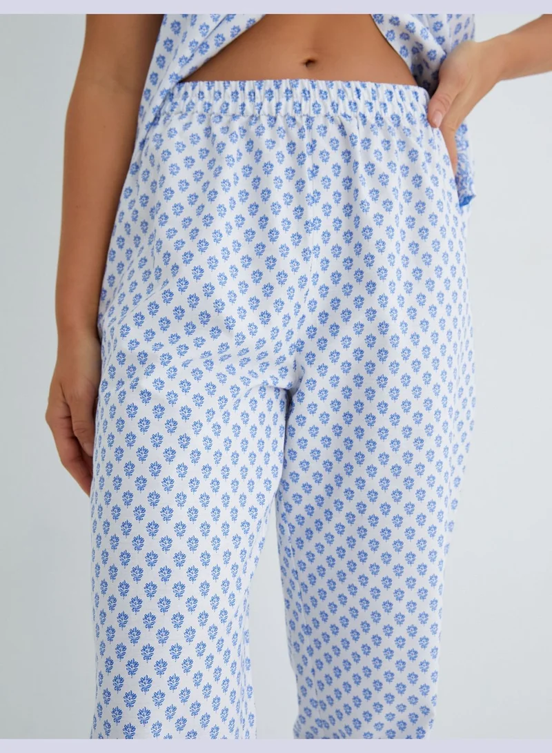 Koton  Elastic Waist Cotton Straight Leg Pyjama Bottom for Women | Best Price UAE