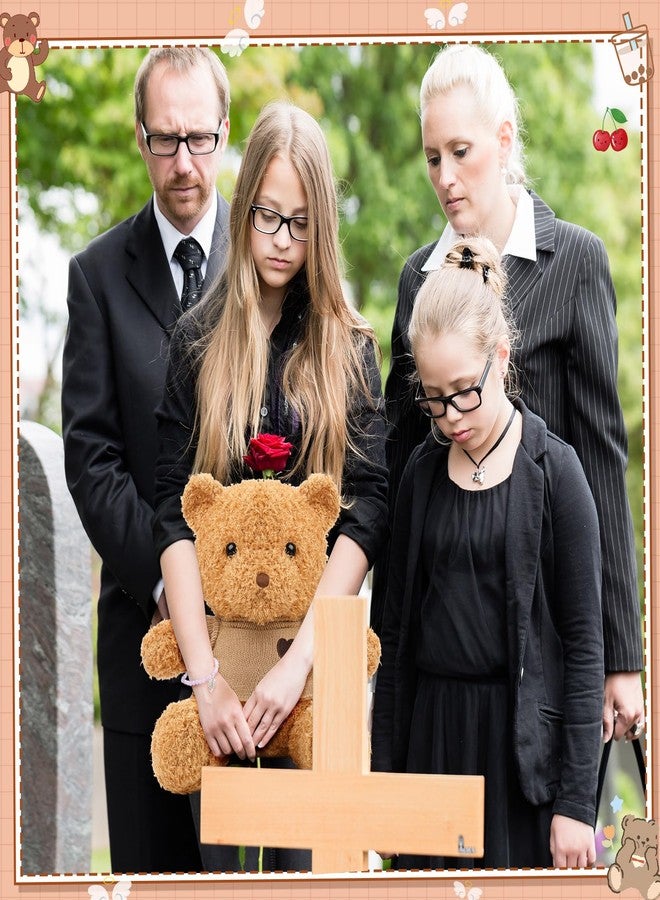 Kenning 5 Pcs Funeral Gift Set Cremation Stuffed Bear for Ashes with Spoon Tiny Urn Keepsake Acrylic Heart Shaped Memorial Plaque Decor Bracelet with Wings for Remember Loss of Loved One (Brown) - Image 4