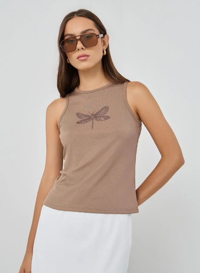 Take Two Graphic Print Sleeveless Tank Top