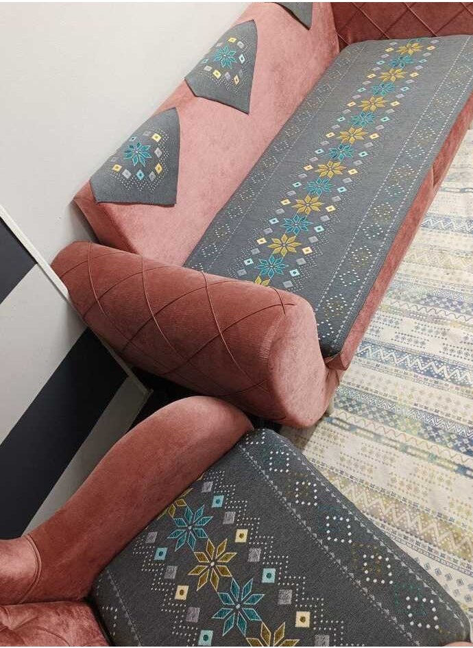 ماركة غير محددة طقم بياضات انتريه شانيليا بكنار خليجى/10 قطع /رمادي  - Image 2