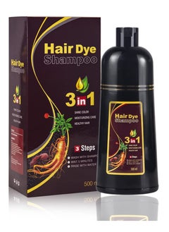 500ML Hair Dye Shampoo, 3 in 1 Hair Colour Shampoo Instant Result in 5 Minutes, Long Lasting Hair Dyeing Shampoo, Dye Gray Hair to Coffee Brown Hair, Ammonia Free Healthy Hair Care for Men and Women
