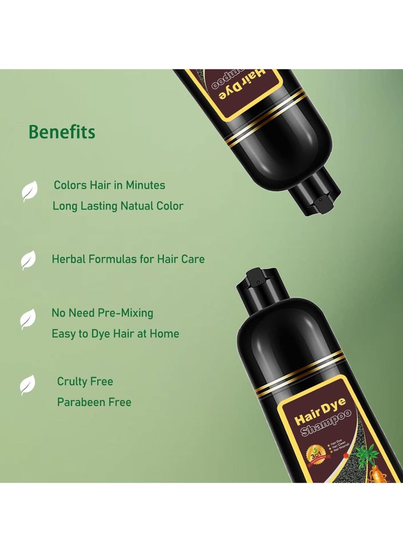 ORTUK - 500ML Hair Dye Shampoo, 3 in 1 Hair Colour Shampoo Instant Result in 5 Minutes, Long Lasting Hair Dyeing Shampoo, Dye Gray Hair to Coffee Brown Hair, Ammonia Free Healthy Hair Care for Men and Women - Image 1