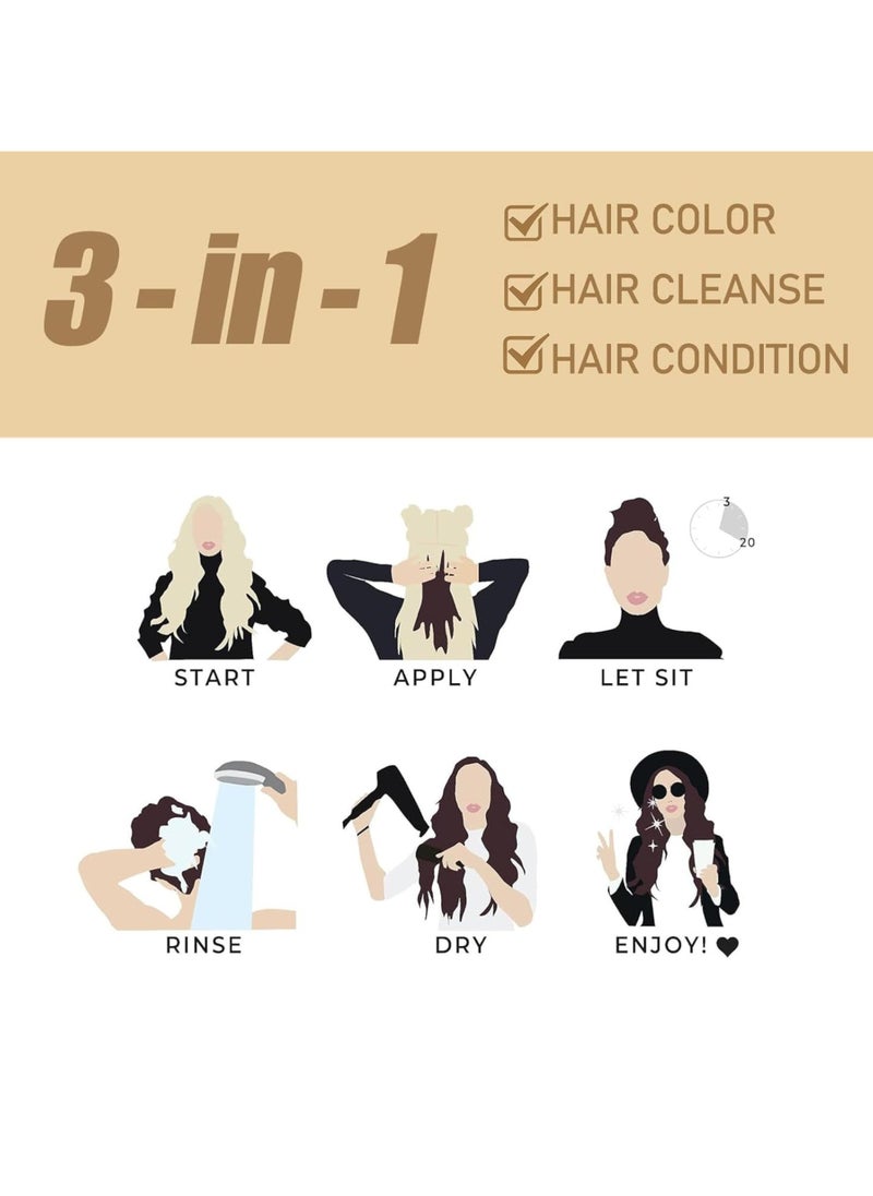 ORTUK - 500ML Hair Dye Shampoo, 3 in 1 Hair Colour Shampoo Instant Result in 5 Minutes, Long Lasting Hair Dyeing Shampoo, Dye Gray Hair to Coffee Brown Hair, Ammonia Free Healthy Hair Care for Men and Women - Image 1