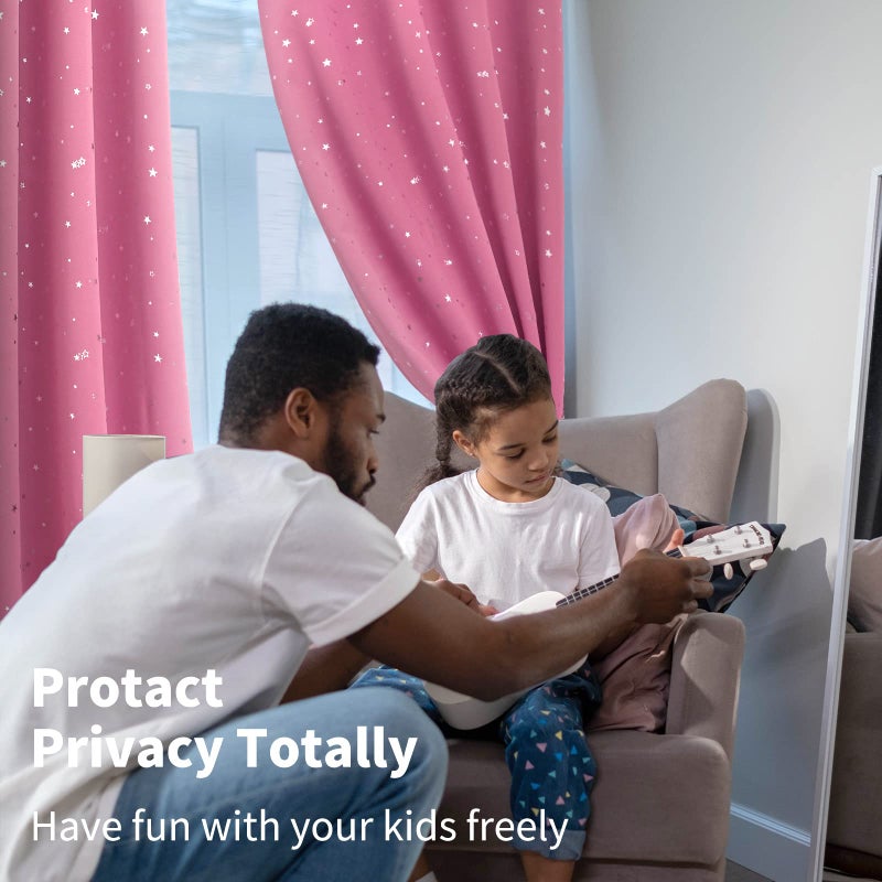 BGment Bression Pink Star Room ستائر غامق لغرفة نوم Kid - Grommet معزول حراري معزول الستائر المطبوعة لفتاة مجموعة من 2 لوحات 38 × 45 بوصة - Image 3