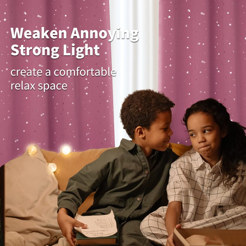 BGment Bression Pink Star Room ستائر غامق لغرفة نوم Kid - Grommet معزول حراري معزول الستائر المطبوعة لفتاة مجموعة من 2 لوحات 38 × 45 بوصة - Image 2