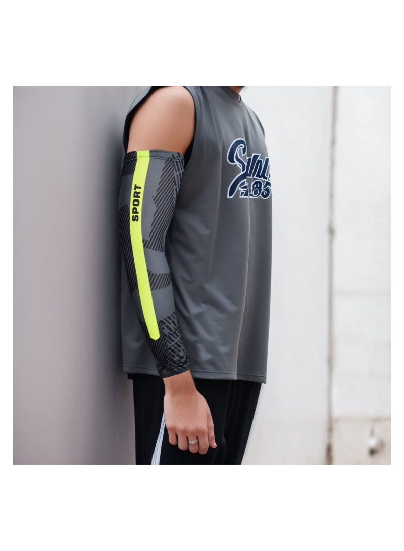 SYOSI Sports Compression Arm Sleeves UV Sun Protection Cooling Arm Sleeves for Basketball Running Cycling Outdoors Basketball Arm Sleeves Football Sleeves Sun Sleeves for Golf for Men Women - Image 2