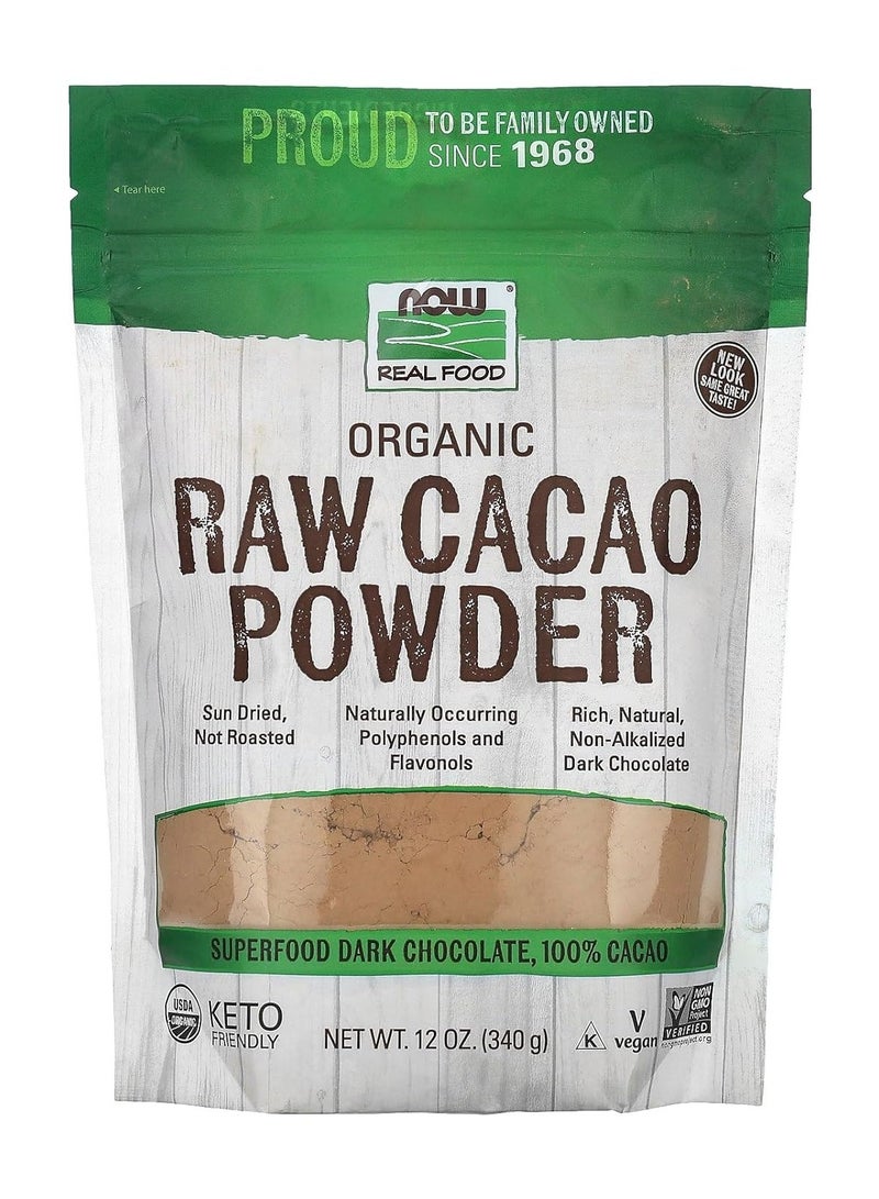now Real Food Organic Raw Cacao Powder 340 G - Image 1