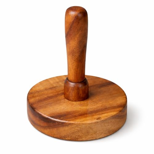 Kundi Wooden Potato Masher & Roti Presser | Natural Sheesham Wood Pav Bhaji Masher for Vegetables, Paratha & Flatbreads | Multipurpose Kitchen Tool - Image 1