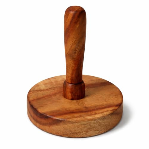 Kundi Wooden Potato Masher & Roti Presser | Natural Sheesham Wood Pav Bhaji Masher for Vegetables, Paratha & Flatbreads | Multipurpose Kitchen Tool - Image 4