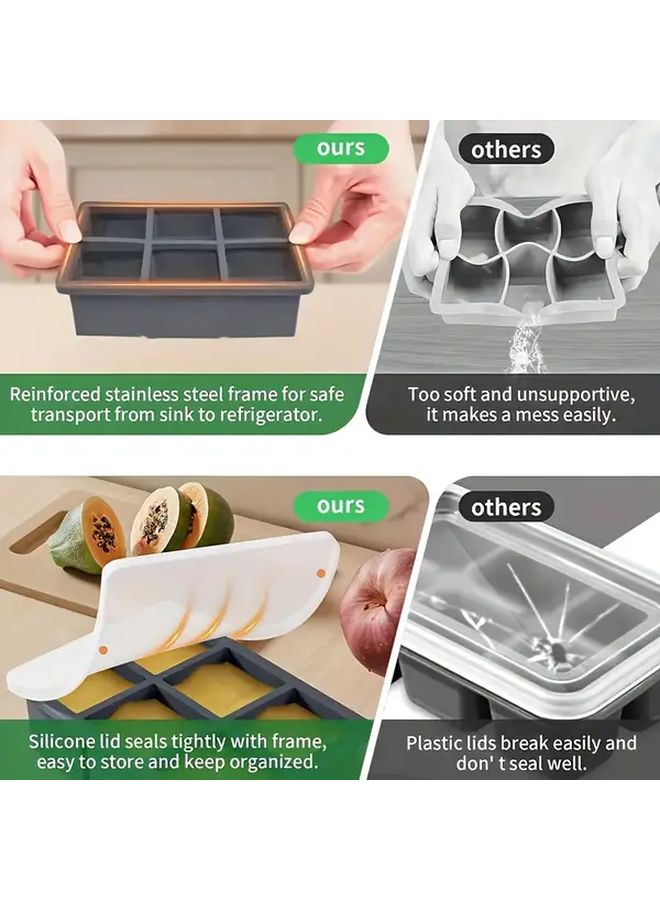 Reusable Silicone Ice Cube Tray 15 Grids with Lid Square Freezer Mold for Drinks Baby Food - Image 5