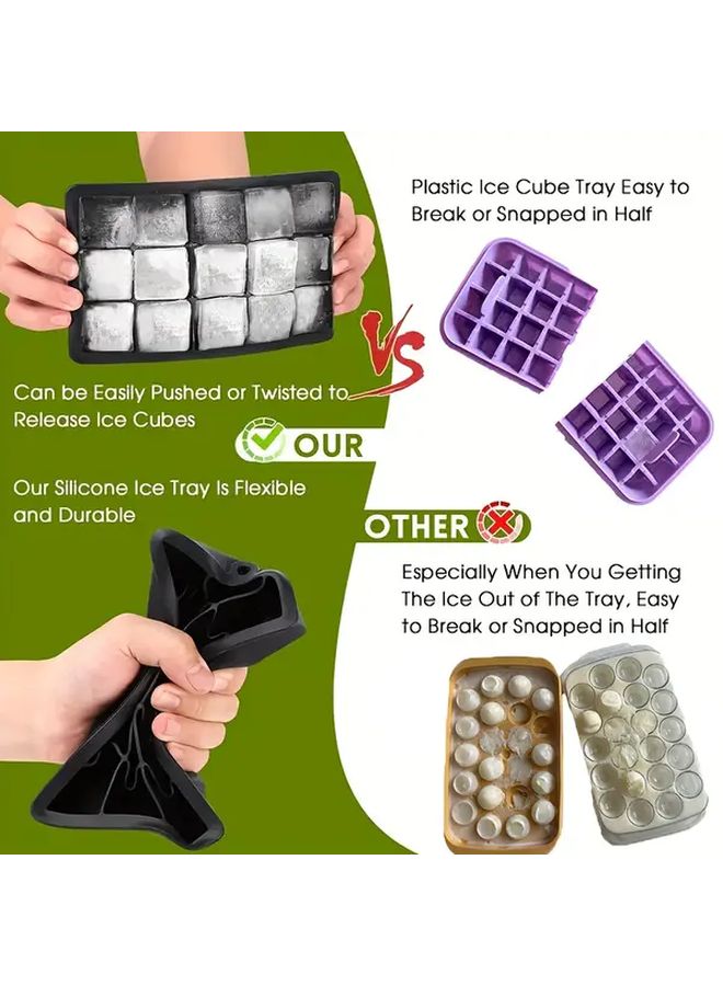 Reusable Silicone Ice Cube Tray 15 Grids with Lid Square Freezer Mold for Drinks Baby Food - Image 3