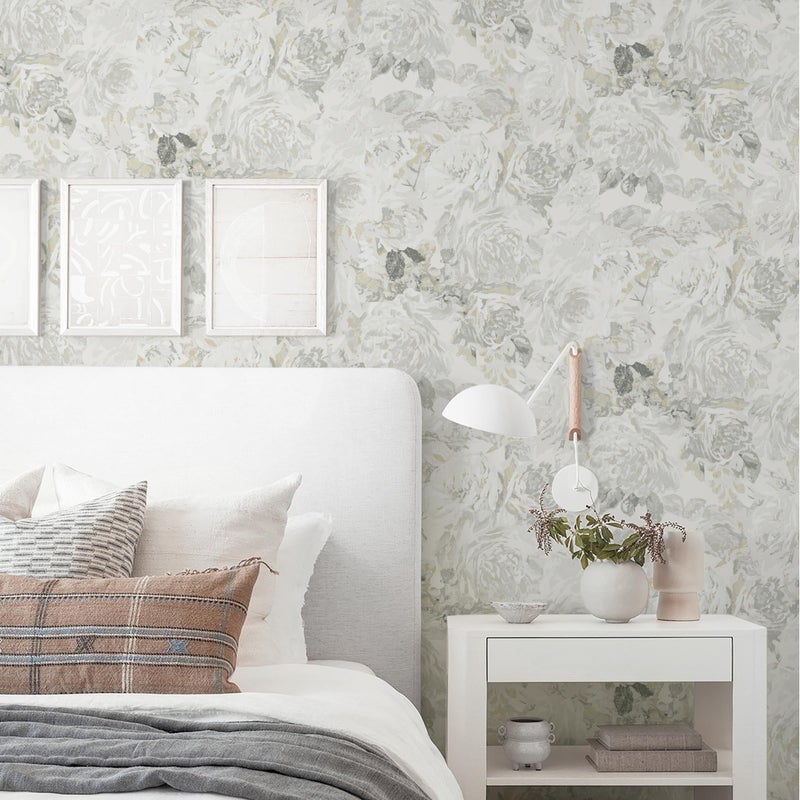 Dimoon 78.7"x17.3" Floral Peel and Stick Wallpaper Boho Beige Grey Contact Paper Flower Removable Wallpaper Renter Friendly Kitchen Wall Paper Shelf Liner Bathroom Self Adhesive Vintage Thicken Vinyl - Image 5