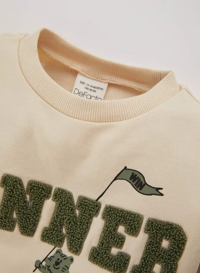 DeFacto Kids Text Print Sweatshirt & Sweatpants Set