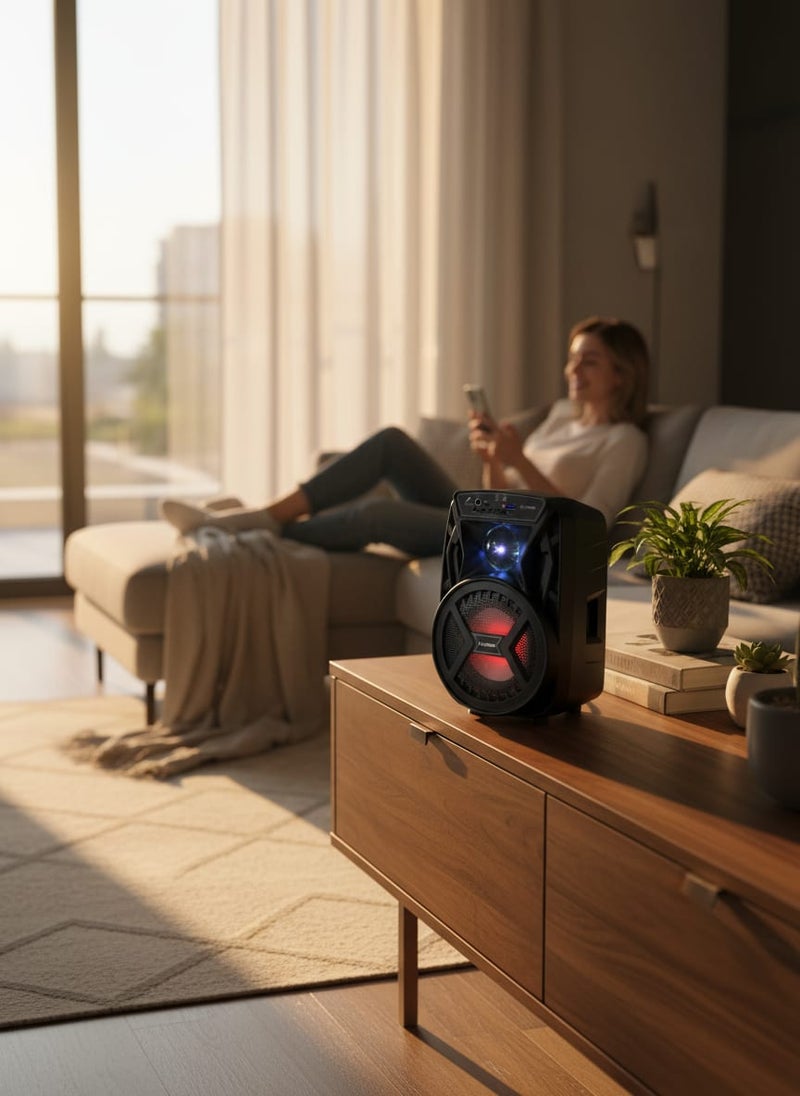 Platinum 6.5-inch AH-620 Portable Bluetooth Speaker System with Built-in LED Lights, Powerful Sound, MP3 Player Support, Ideal for Indoor and Outdoor Gatherings, Black - Image 4