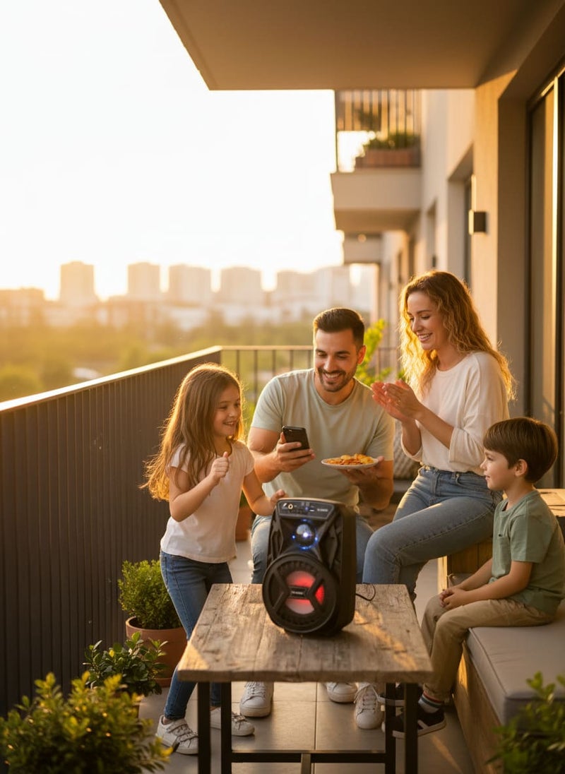 Platinum 6.5-inch AH-620 Portable Bluetooth Speaker System with Built-in LED Lights, Powerful Sound, MP3 Player Support, Ideal for Indoor and Outdoor Gatherings, Black - Image 5
