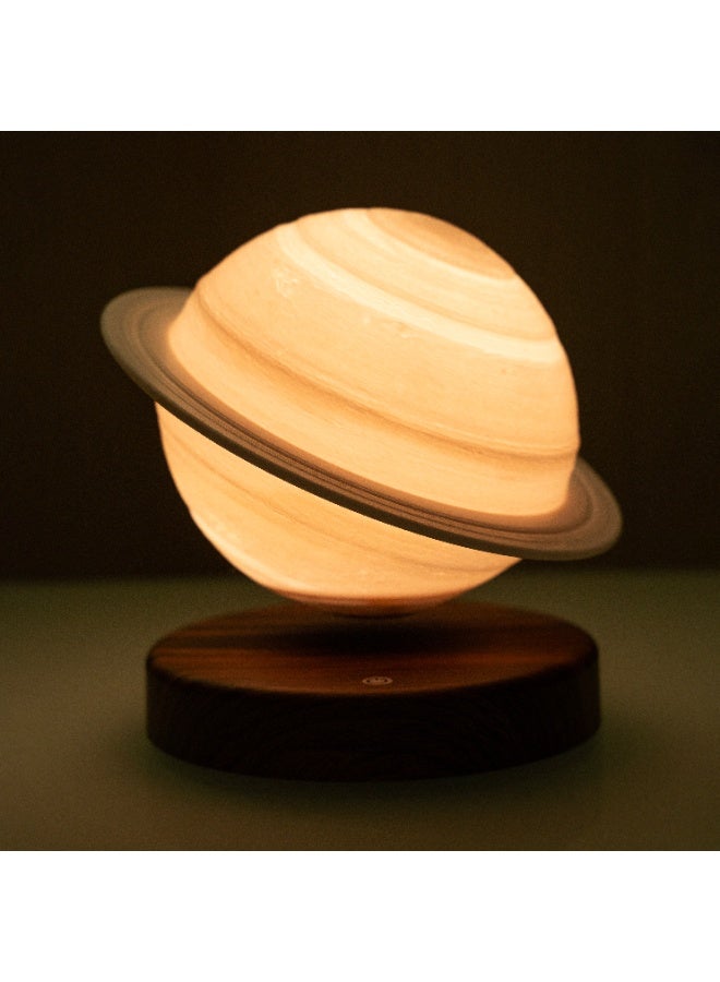 3D Saturn Planet LED Night Light with Magnetic Levitation Floating Lamp, USB Powered Galaxy Planet Lamp with Wooden Base, Creative Space Themed Decorative Lamp for Bedroom, Living Room, Office Desk, Kids Room and Gift - Image 1