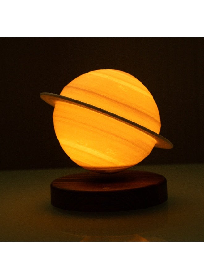 3D Saturn Planet LED Night Light with Magnetic Levitation Floating Lamp, USB Powered Galaxy Planet Lamp with Wooden Base, Creative Space Themed Decorative Lamp for Bedroom, Living Room, Office Desk, Kids Room and Gift - Image 2