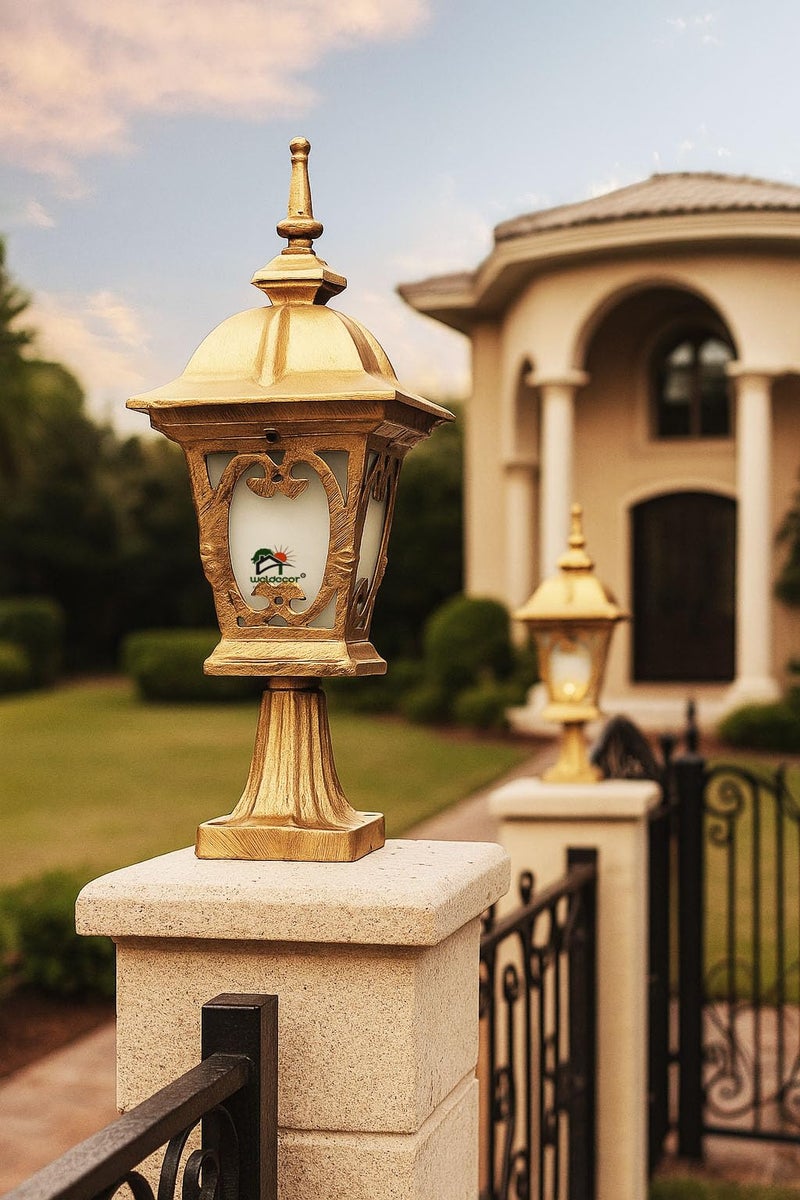 Weldecor Outdoor Gate Light for Main Entrance Pillar – Antique Aluminium Waterproof Post Top Lamp for Boundary Wall, Main Gate & Home Exterior Set of 2 - Image 4