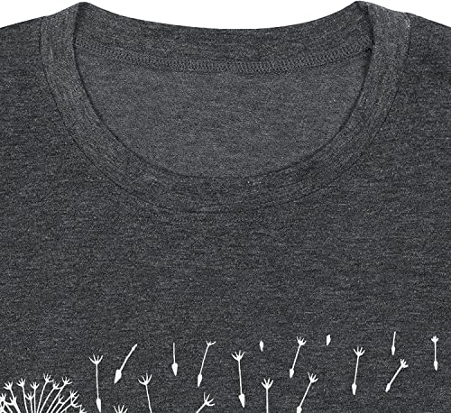 Bealatt Spread Kindness T Shirt for Women Summer Dandelion Graphic Tees Casual Funny Sayings Letter Printed Cute Shirts Tops-Dark Grey XXL - Image 4