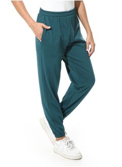 Andora Elastic Waist Plain Pants _ Teal Green  - Image 2