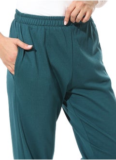 Andora Elastic Waist Plain Pants _ Teal Green  - Image 4