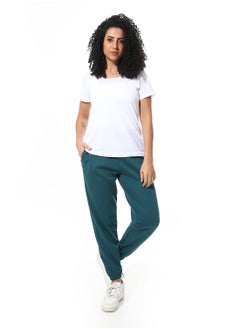 Andora Elastic Waist Plain Pants _ Teal Green  - Image 5
