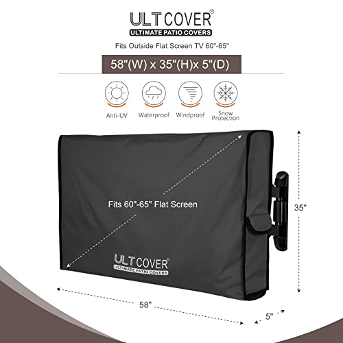 ULTCOVER Waterproof Outdoor TV Cover for 60-65 inch Outside Flat Screen Televisions with Mounts and Stands, Black - Image 2