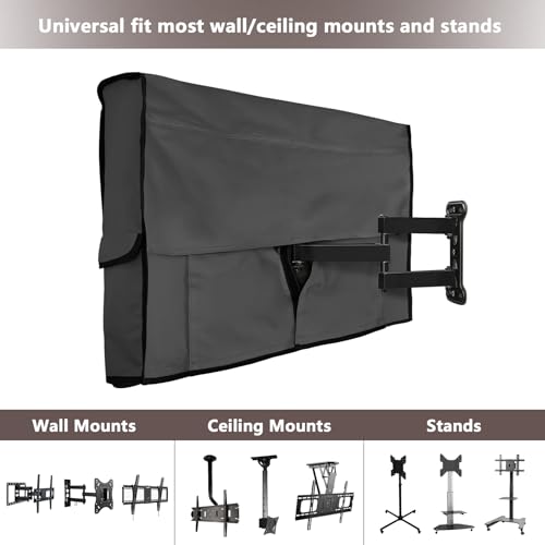 ULTCOVER Waterproof Outdoor TV Cover for 60-65 inch Outside Flat Screen Televisions with Mounts and Stands, Black - Image 4