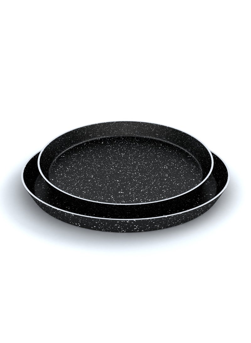 Lapis لابيس طقم صوانى بيتزا جرانيت مقاس 28 - 32 سم اسود 2 قطعه - Image 2