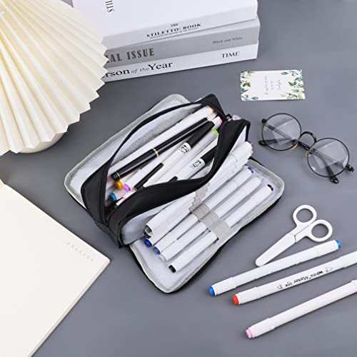 iSuperb Large Pencil Case 3 Compartments Pencil Pouch Big Capacity Pencil Bag for Kids Teen Girls Boys Student School Supplies Oxford Organizer Pen Bag Cosmetic Makeup Pouch - Image 2