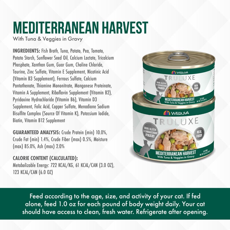 Weruva TruLuxe Cat Food, Mediterranean Harvest with Tuna Whole Meat & Veggies in Gravy, 6oz (Pack of 24) - Image 4