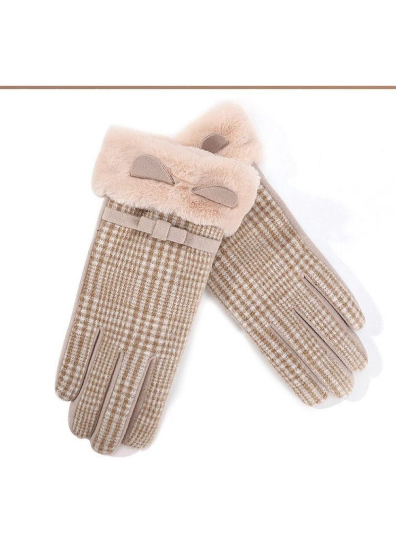 Golovejoy Women's Warm Plush Windproof And Cold Proof Lovely Gloves 