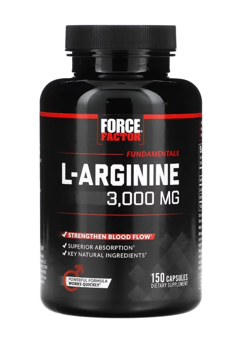 Force Factor L-Arginine 3000 mg 150 Capsules (600 mg per Capsule)  - Image 2