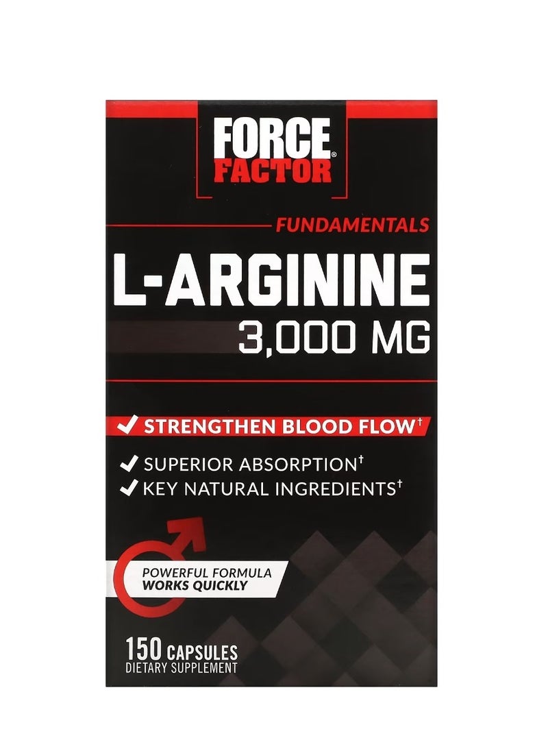 Force Factor L-Arginine 3000 mg 150 Capsules (600 mg per Capsule)  - Image 1