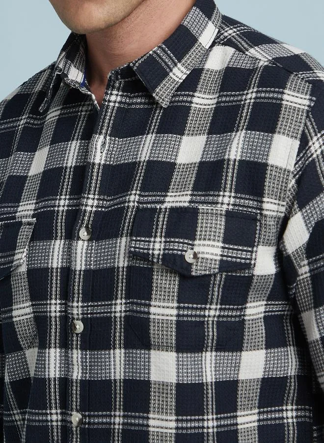 Dennis Lingo Classic Navy Shirt For Men With A Structured Fit And Premium Fabric Cotton Fabric