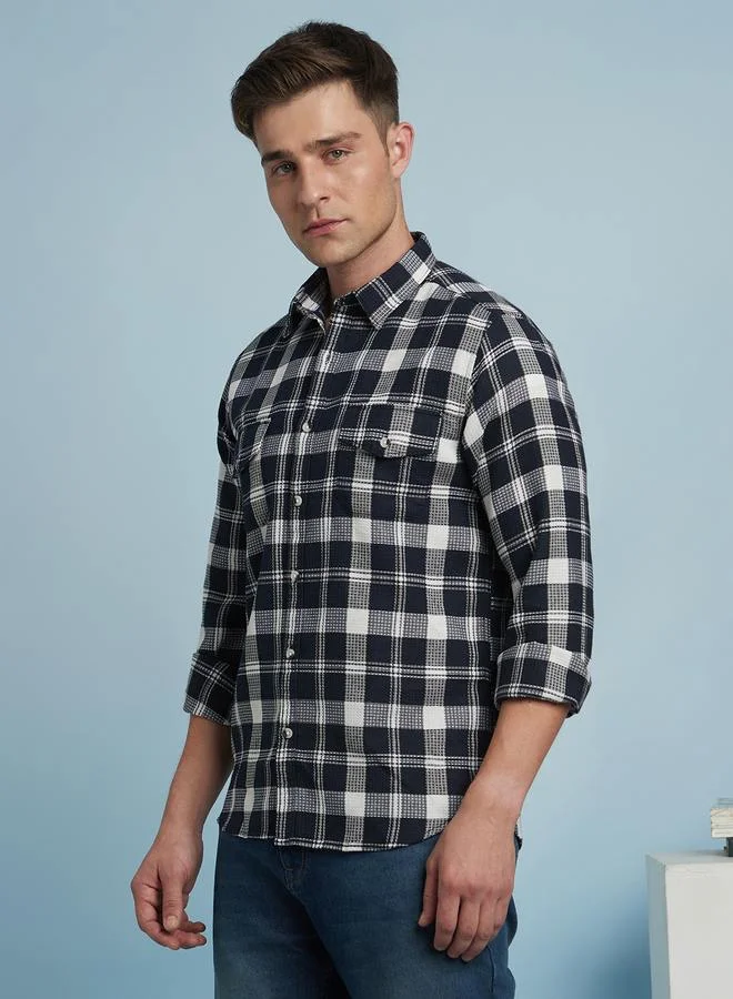 Dennis Lingo Classic Navy Shirt For Men With A Structured Fit And Premium Fabric Cotton Fabric