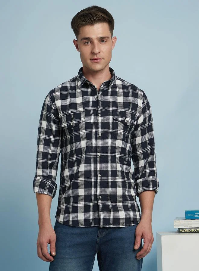 Dennis Lingo Classic Navy Shirt For Men With A Structured Fit And Premium Fabric Cotton Fabric